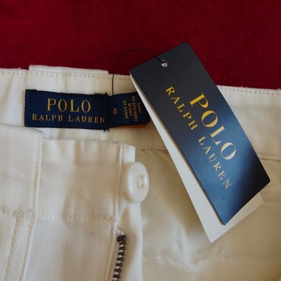 POLO RALPH LAUREN Wide Leg Pants Size 0 Ivory Cotton Blend Cargo Wear To Work - Picture 8 of 13